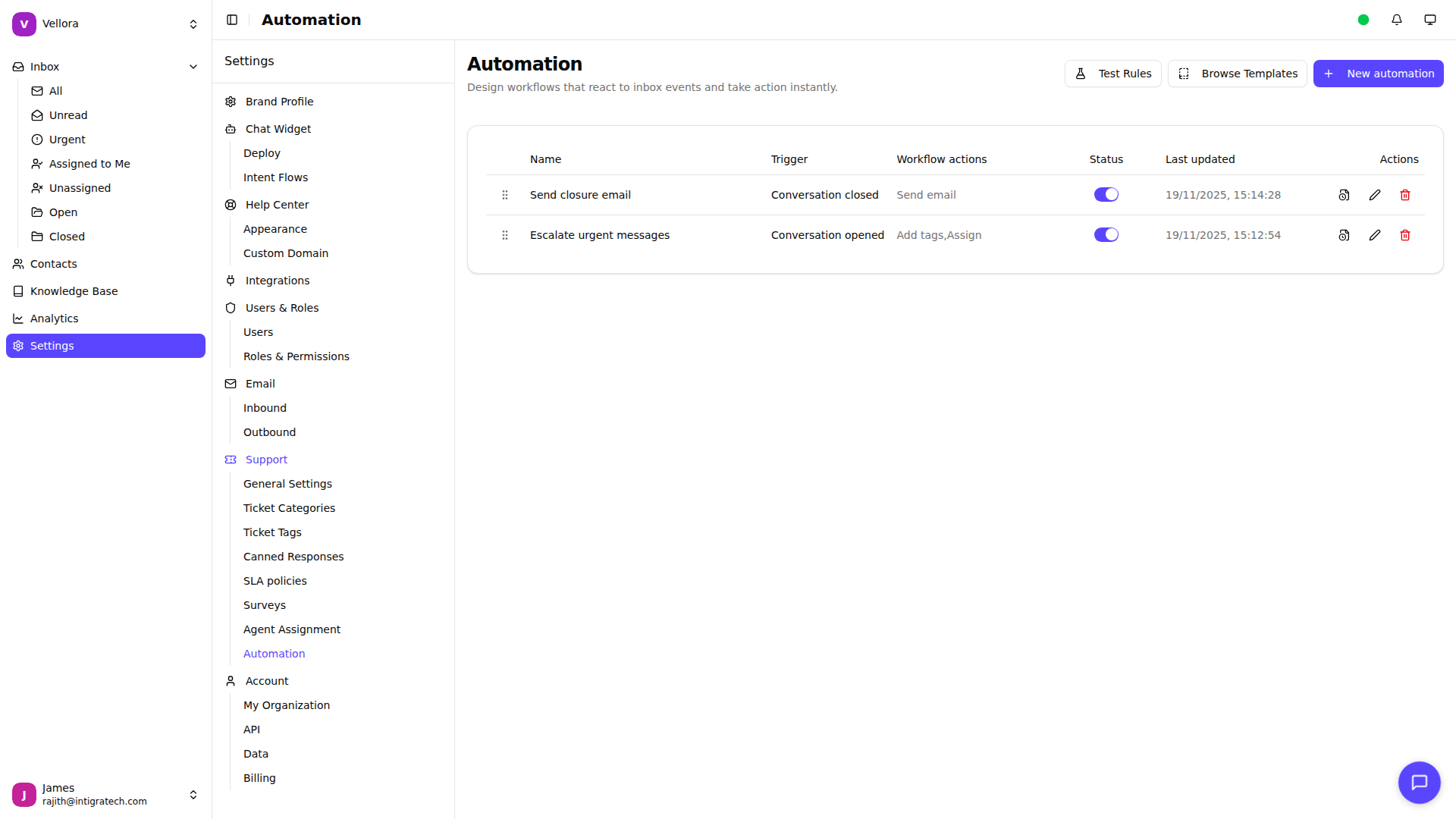 Automation Settings