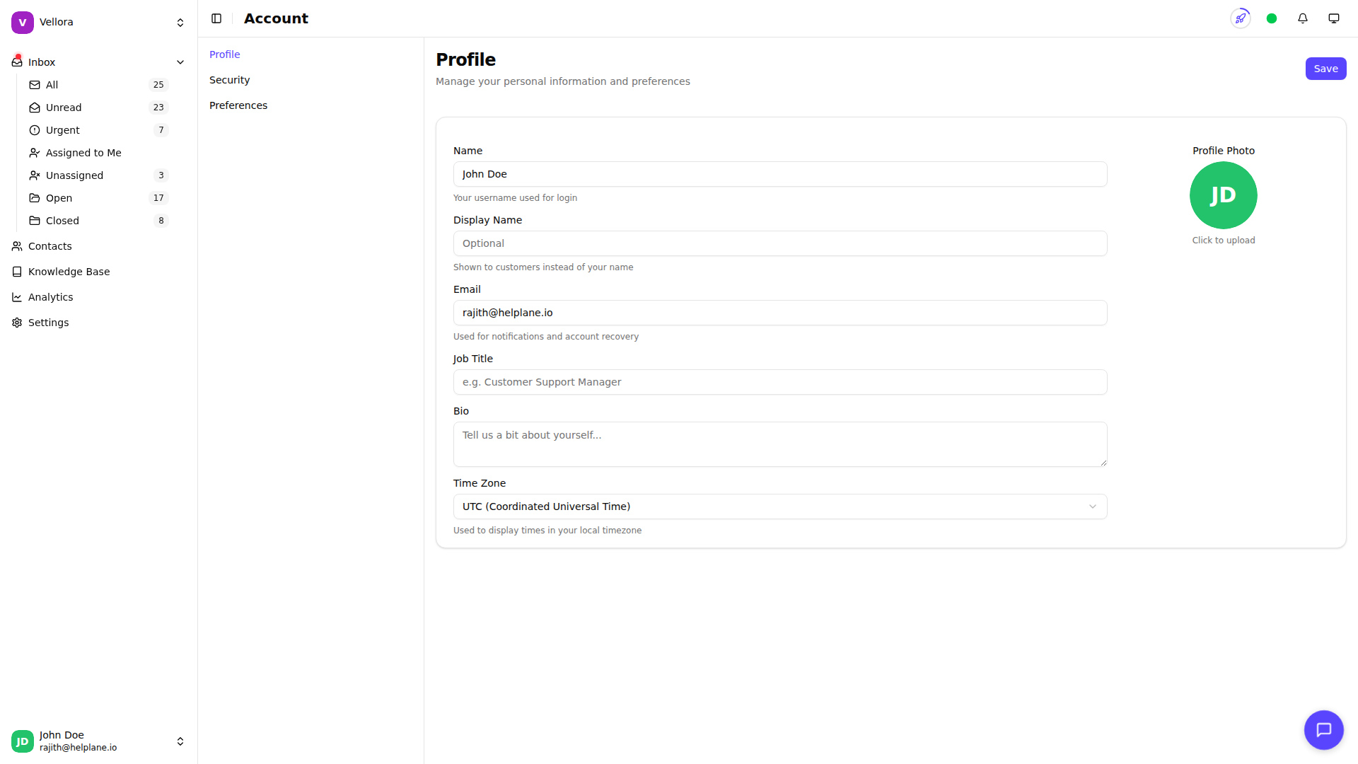 Profile Settings