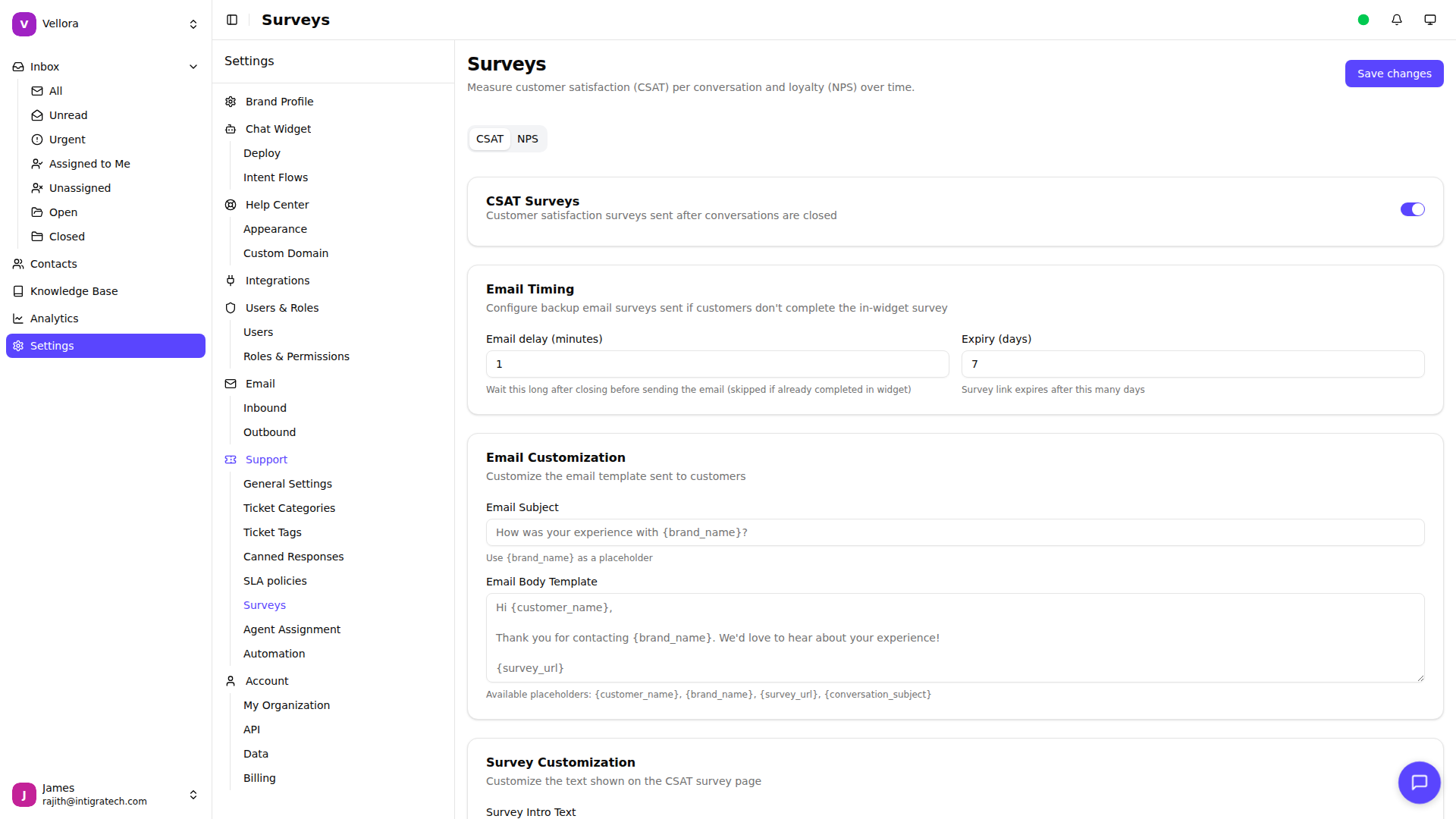 CSAT Settings