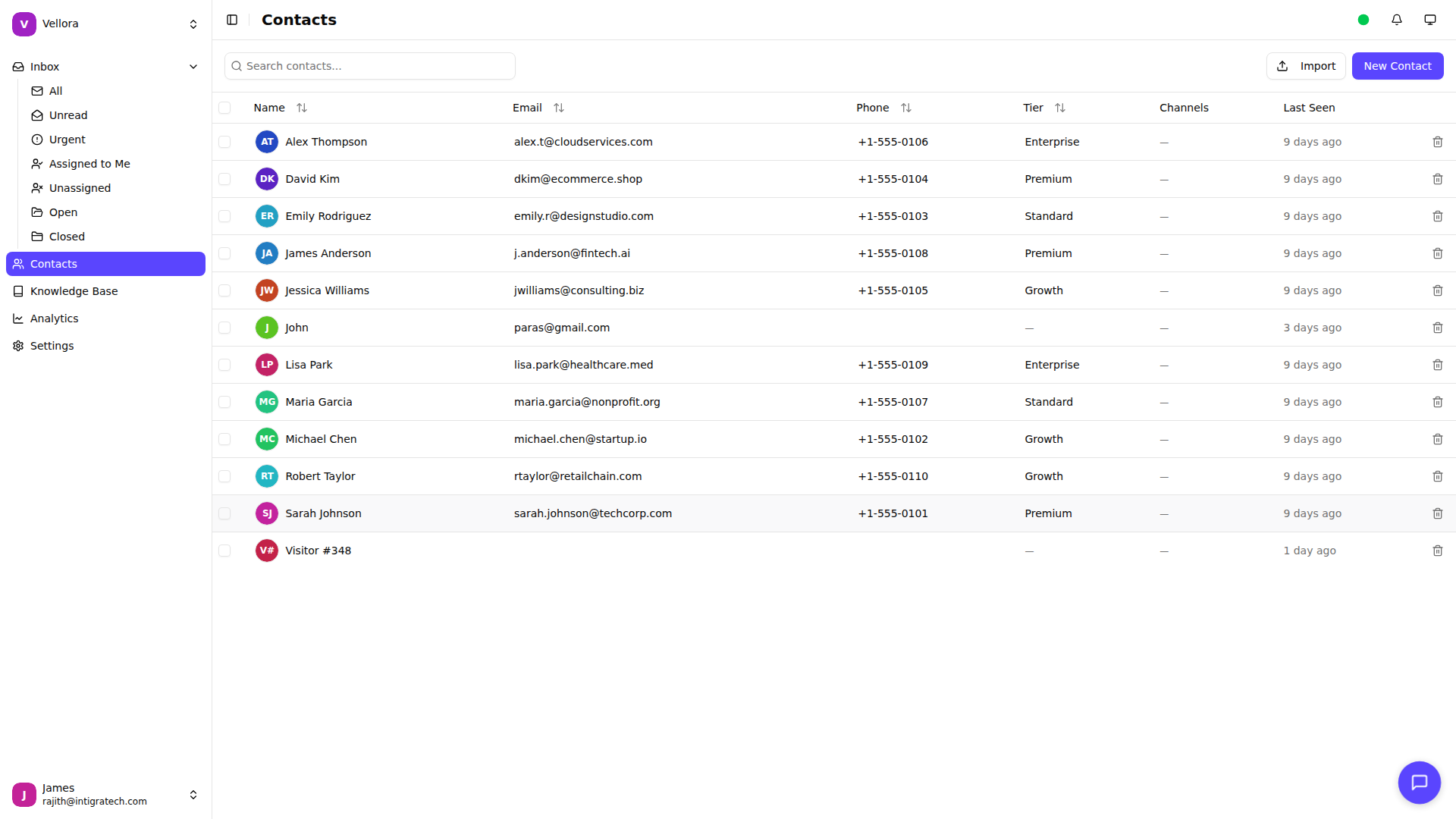 Contacts Page