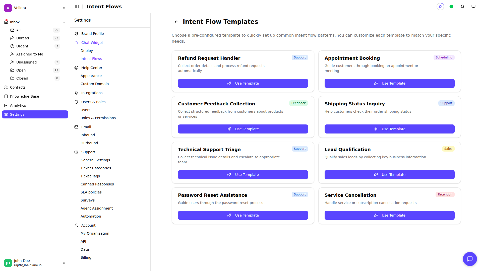 Intent Flow Templates