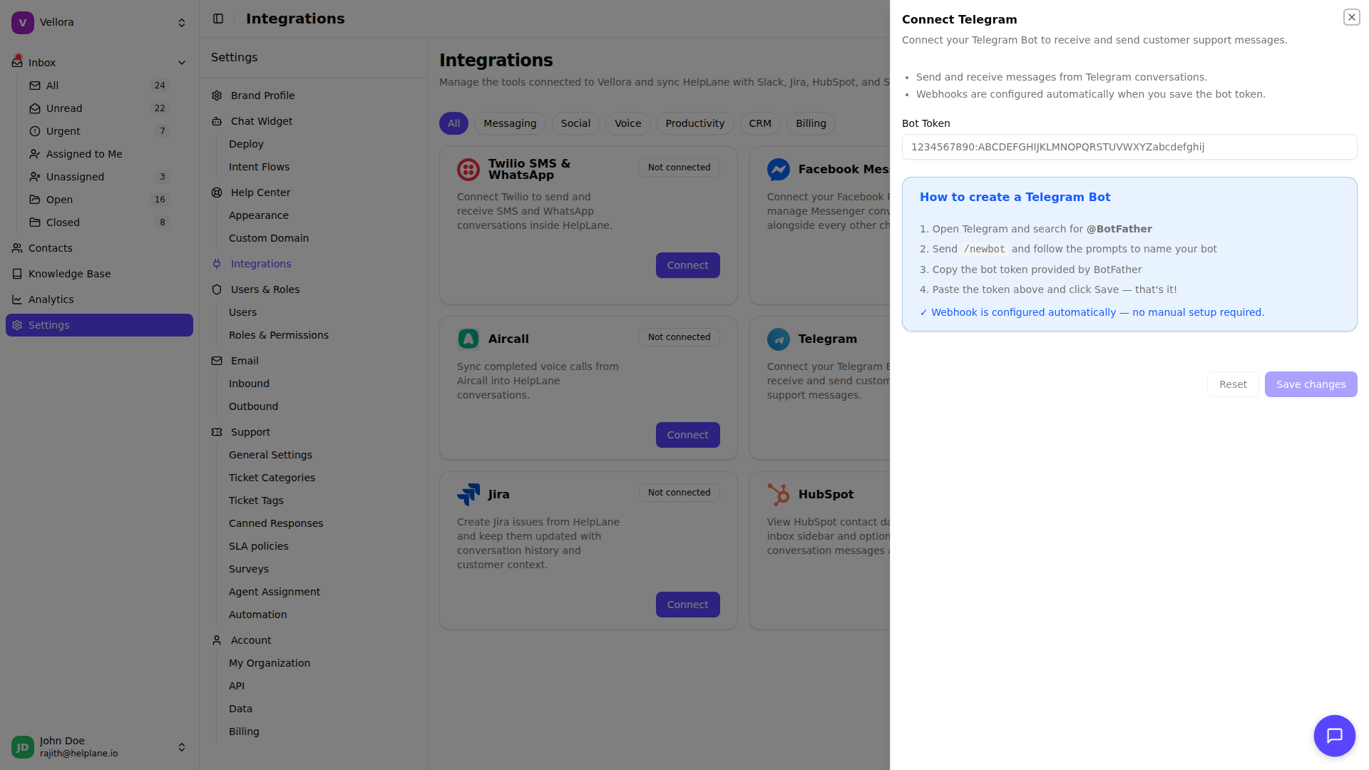 Telegram Settings