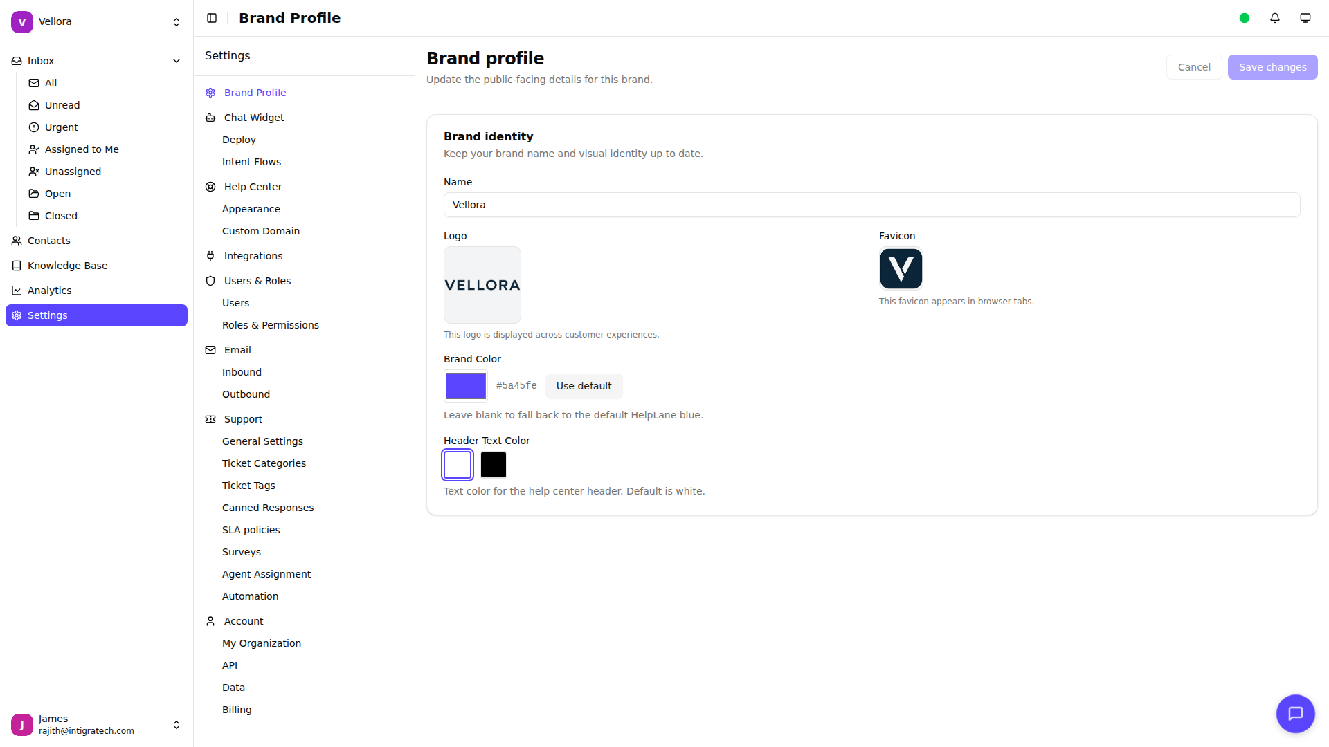 Brand Profile Settings