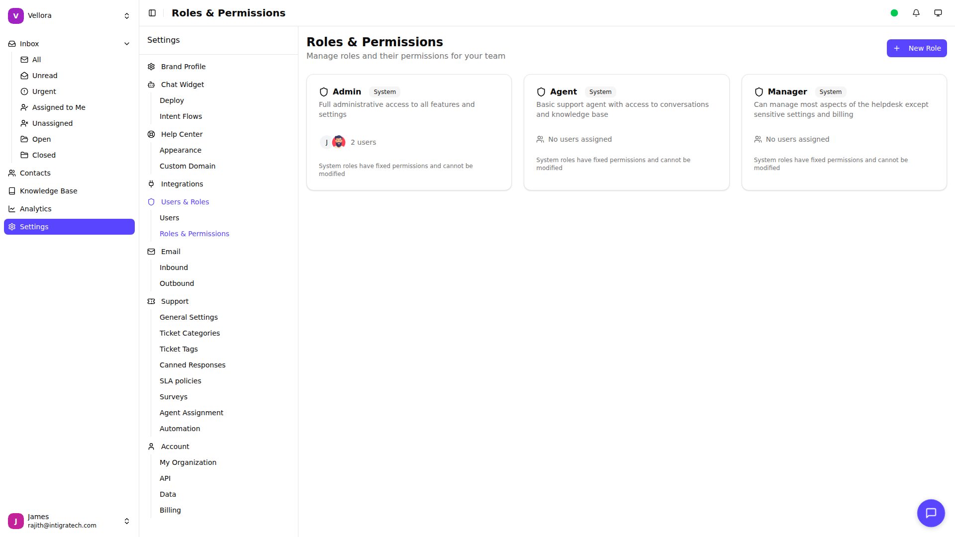 Roles Settings