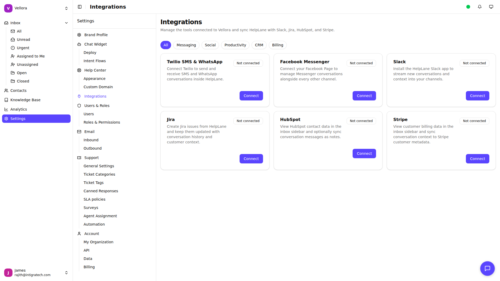 Integrations Settings