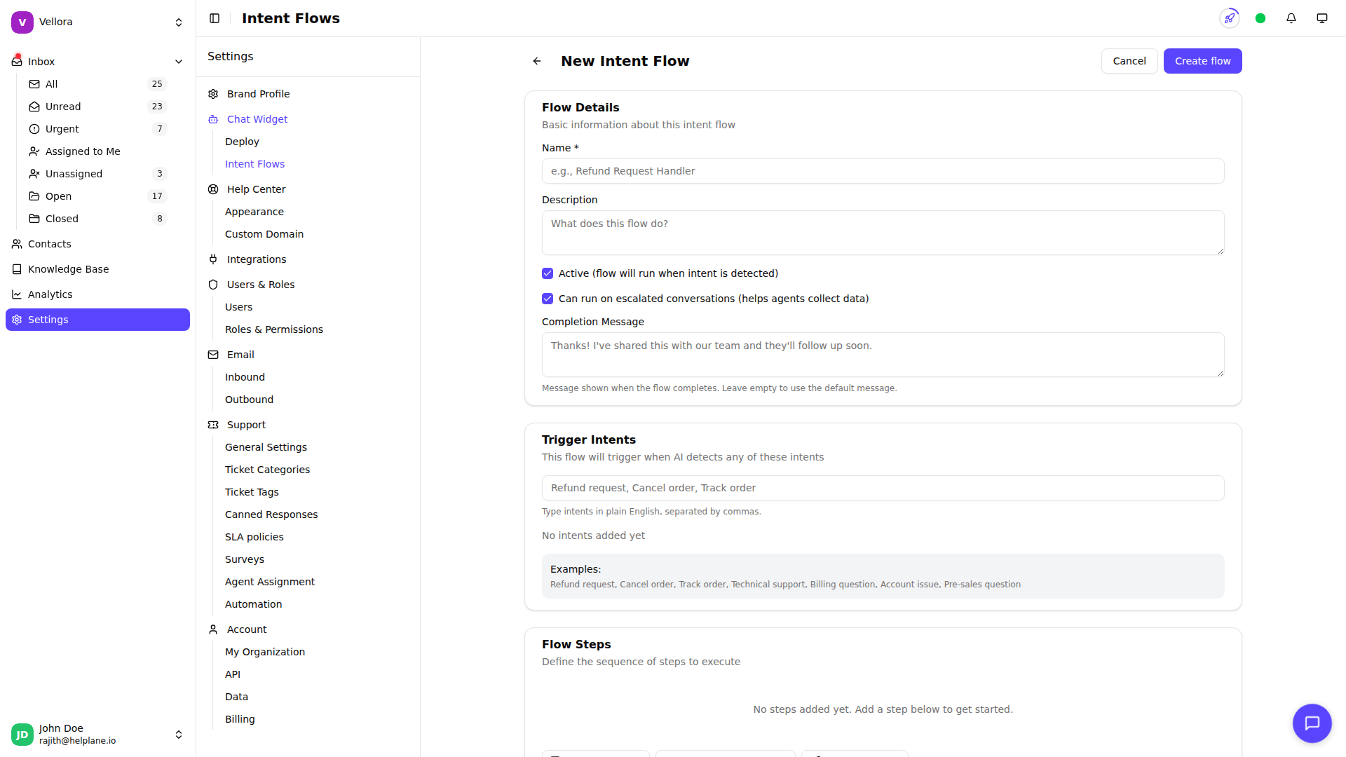 Intent Flow Editor